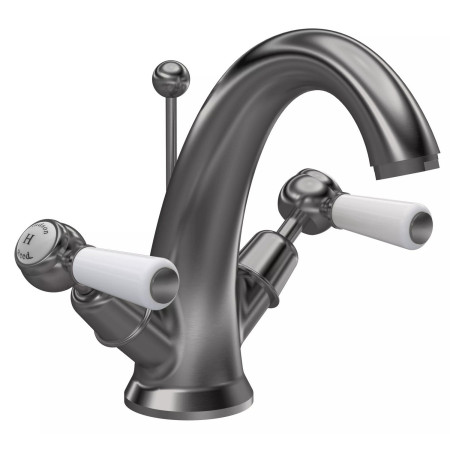 Hudson Reed Topaz Lever Dome Brushed Pewter Basin Mixer with Waste
