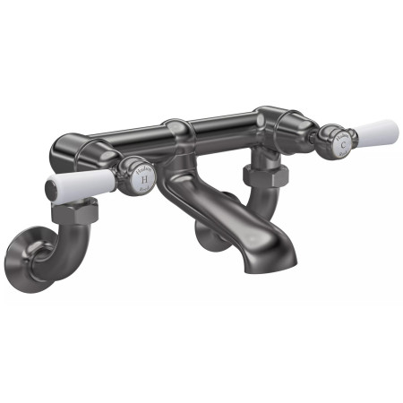 Hudson Reed Topaz Lever Dome Brushed Pewter Wall Mounted Bath Filler