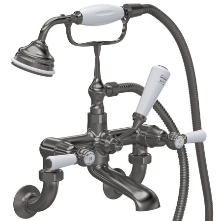 Hudson Reed Topaz Lever Dome Brushed Pewter Wall Mounted Bath Shower Mixer