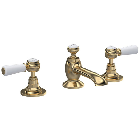 Hudson Reed Topaz Lever Hexagonal Brushed Brass 3TH Basin Mixer with Waste