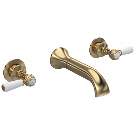 Hudson Reed Topaz Lever Hexagonal Brushed Brass 3TH Wall Mounted Bath Filler