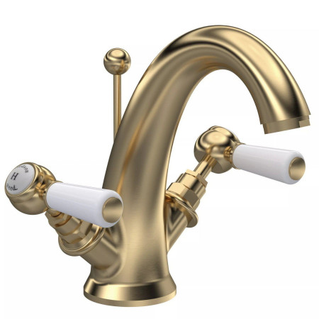 Hudson Reed Topaz Lever Hexagonal Brushed Brass Basin Mixer with Waste