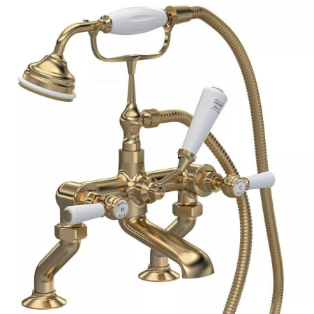 Hudson Reed Topaz Lever Hexagonal Brushed Brass Bath Shower Mixer