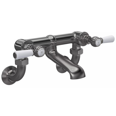 Hudson Reed Topaz Lever Hexagonal Brushed Pewter Wall Mounted Bath Filler