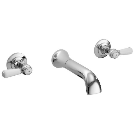 Hudson Reed Topaz Lever Hexagonal White 3TH Wall Mounted Basin Mixer
