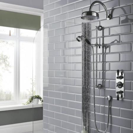 BTSVT003 Hudson Reed Topaz Triple Concealed Shower Valve with Black Ceramic Bathroom Setting