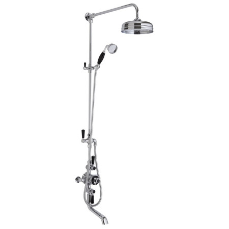Hudson Reed Topaz Triple Exposed Shower Valve & Riser Kit with Black Handles