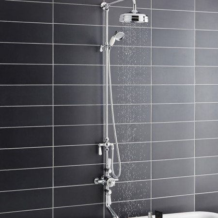 TSVT103 Hudson Reed Topaz Triple Exposed Shower Valve & Riser Kit with White Handles Lifestyle