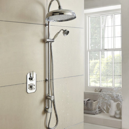 TSVT002 Hudson Reed Topaz Twin Concealed Shower Valve with White Handles Lifestyle