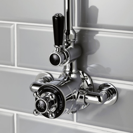 BTSVT101 Hudson Reed Topaz Twin Exposed Shower Valve with Black Handles Lifestyle