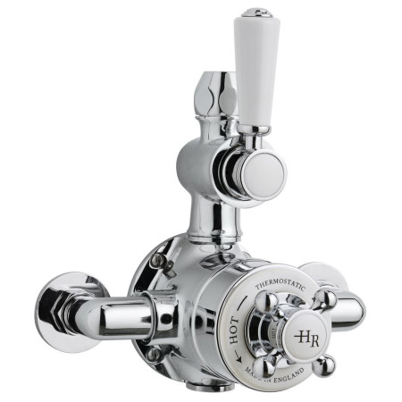 Hudson Reed Topaz Twin Exposed Shower Valve with White Handles