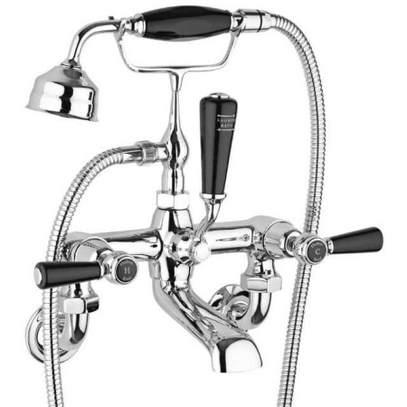 Hudson Reed Topaz Wall Mounted Dome Bath Shower Mixer - Black Lever Handles