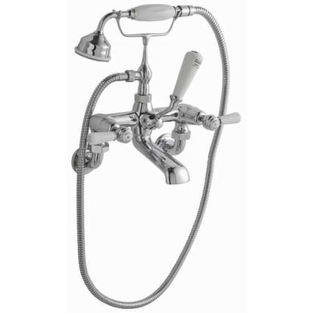 Hudson Reed Topaz Wall Mounted Dome Bath Shower Mixer - White Lever Handles