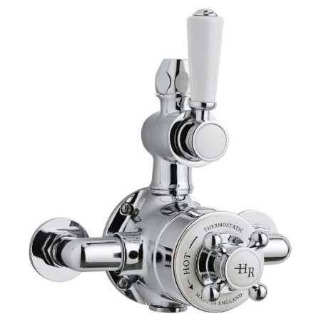 Hudson Reed Topaz twin exposed shower valve (White Handles)