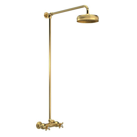 Hudson Reed Traditional Brushed Brass Thermostatic Shower Valve with Fixed Head