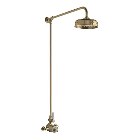 A8120 Hudson Reed Traditional Brushed Brass Thermostatic Shower Valve with Rigid Riser