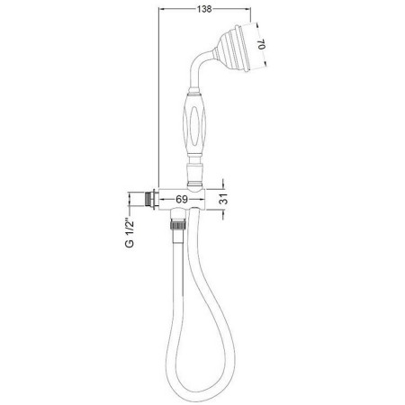 A3265 Hudson Reed Traditional Wall Mounted Round Hand Shower Set Line Drawing