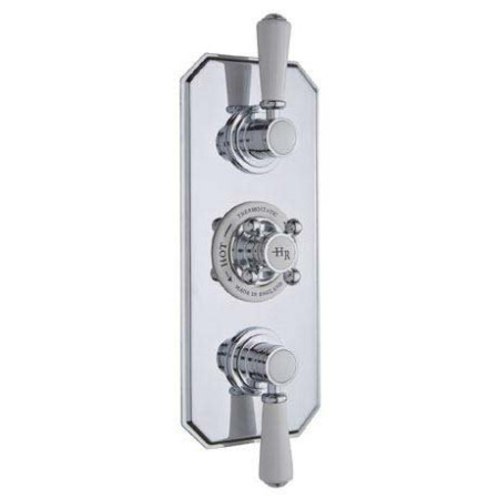 Hudson Reed Twin Concealed Shower Valve With Diverter (White Handles)