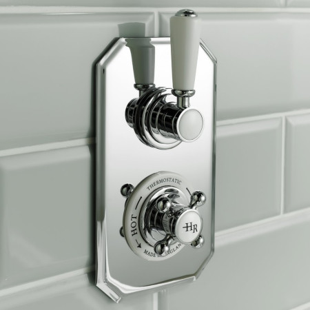 TSVT004 Hudson Reed Topaz Twin Concealed White Shower Valve with Diverter Lifestyle
