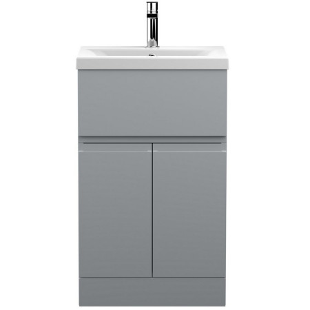 URB201A Hudson Reed Urban Floor Standing 500mm 2 Door 1 Drawer Vanity Unit Grey