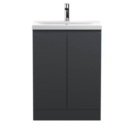 Hudson Reed Urban Floor Standing 600mm 2 Door Vanity Unit Satin Anthracite