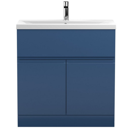 URB305A Hudson Reed Urban Floor Standing 800mm 2 Door 1 Drawer Vanity Unit Blue