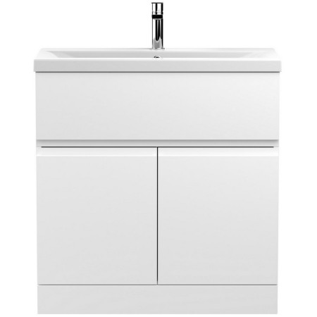 URB105A Hudson Reed Urban Floor Standing 800mm 2 Door 1 Drawer Vanity Unit White