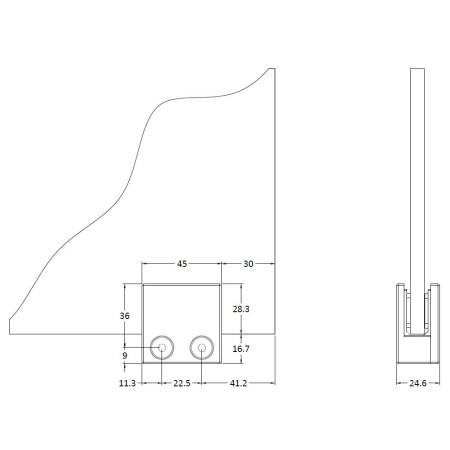 WRSF001 Hudson Reed Wetroom Black Screen Support Foot and Wall Bracket (2)