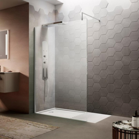 WRSB800 Hudson Reed Wetroom Shower Screen with Support Bar 800mm Lifestyle