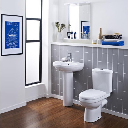 Ivo 4 Piece Bathroom Suite - Toilet & 550mm 1TH Basin with Pedestal