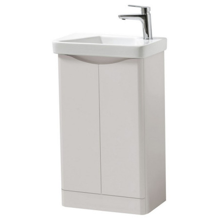 Kartell Arc 500mm Floor Standing Two Door Cloakroom Unit and Ceramic Basin Cashmere