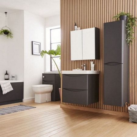 ARCLOAKFS-G/FUR455CA Kartell Arc 500mm Floor Standing Two Door Cloakroom Unit and Ceramic Basin Matt Graphite (2)
