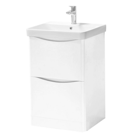 ARC500FS-W/FUR148ME Kartell Arc 500mm Floor Standing Two Drawer Unit and Ceramic Basin Gloss White (1)