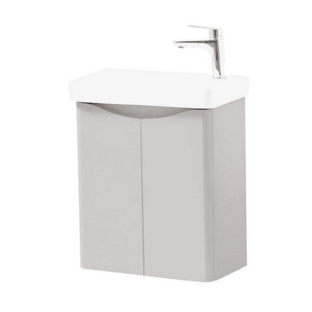ARCLOAKWM-C/FUR455CA Kartell Arc 500mm Wall Mounted Two Door Cloakroom Unit and Ceramic Basin Cashmere (1)