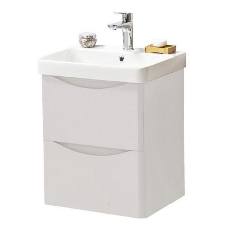Kartell Arc 500mm Wall Mounted Two Drawer Unit and Ceramic Basin Cashmere