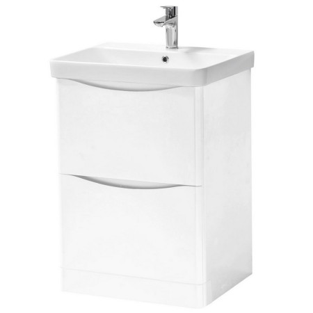 Kartell Arc 600mm Floor Standing Two Drawer Unit and Ceramic Basin Gloss White