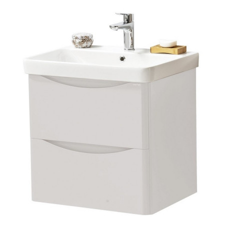 ARC600WM-C/FUR149ME Kartell Arc 600mm Wall Mounted Two Drawer Unit and Ceramic Basin Cashmere (1)