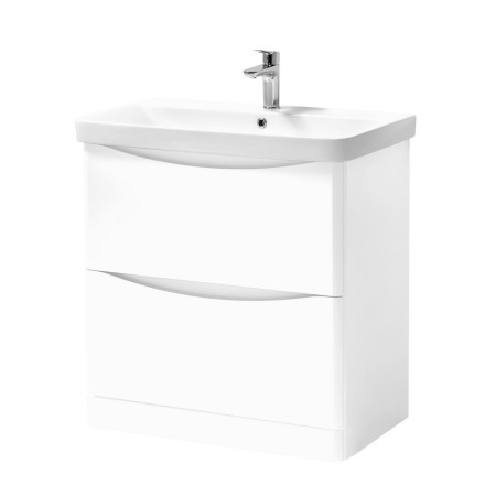 ARC800FS-W/FUR150ME Kartell Arc 800mm Floor Standing Two Drawer Unit and Ceramic Basin Gloss White