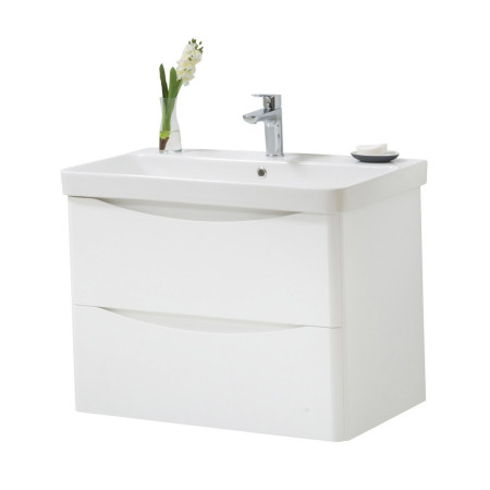 ARC800WM-W/FUR150ME Kartell Arc 800mm Wall Mounted Two Drawer Unit and Ceramic Basin Gloss White (1)