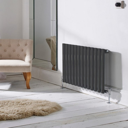 Kartell Aspen 600 x 1440mm Anthracite Horizontal Double Designer Radiator