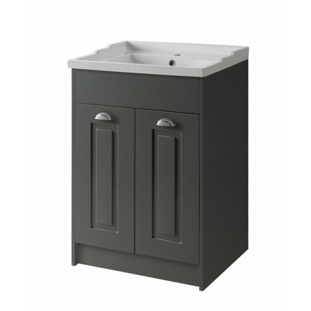 Kartell Astley 600mm 2-Door Unit & Ceramic Basin - Matt Grey