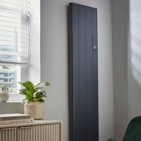 CAP1600-544A Kartell Capri 1600 x 544mm Vertical Anthracite Smart Panel Radiator Close Up