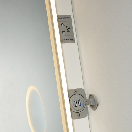 AVM6010 Kartell Clearlook Avening 600 x 1000mm Rectangular Mirror Shaving Sockets