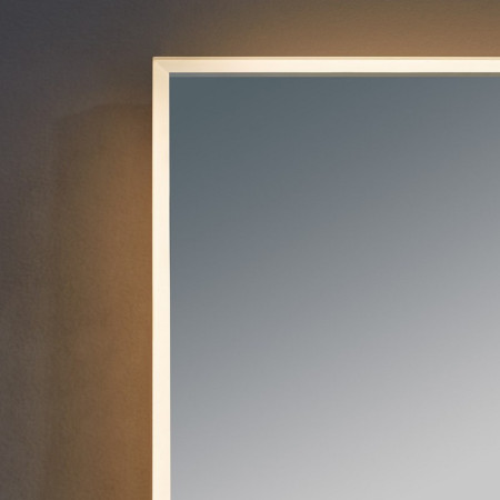 KI6080 Kartell Clearlook Kingham 600 x 800mm Rectangular Mirror Corner Lighting Closeup