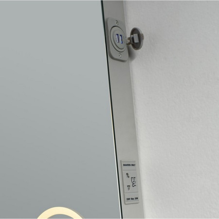 SHM7050 Kartell Clearlook Sherston 700 x 500mm Rectangular Mirror USB Sockets