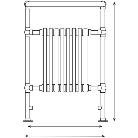 Kartell Crown Chrome Plated Heated Towel Rail 500 x 945mm Line