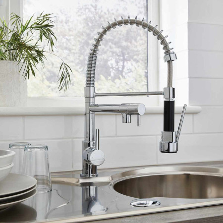 Kartell Dual Spout Kitchen Sink Mixer Tap Room Setting