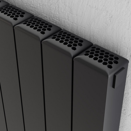 ALRAD-9-606-BK Kartell Edmonton 575 x 476mm Black Horizontal Radiator Close Up