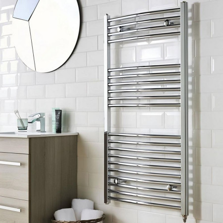 ECTR510C Kartell Electric Curved Heated Chrome Plated Towel Rail 500mm x 1000mm