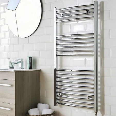 Kartell Electric Thermostatic Straight Heated Chrome Plated Towel Rail 500mm x 800mm